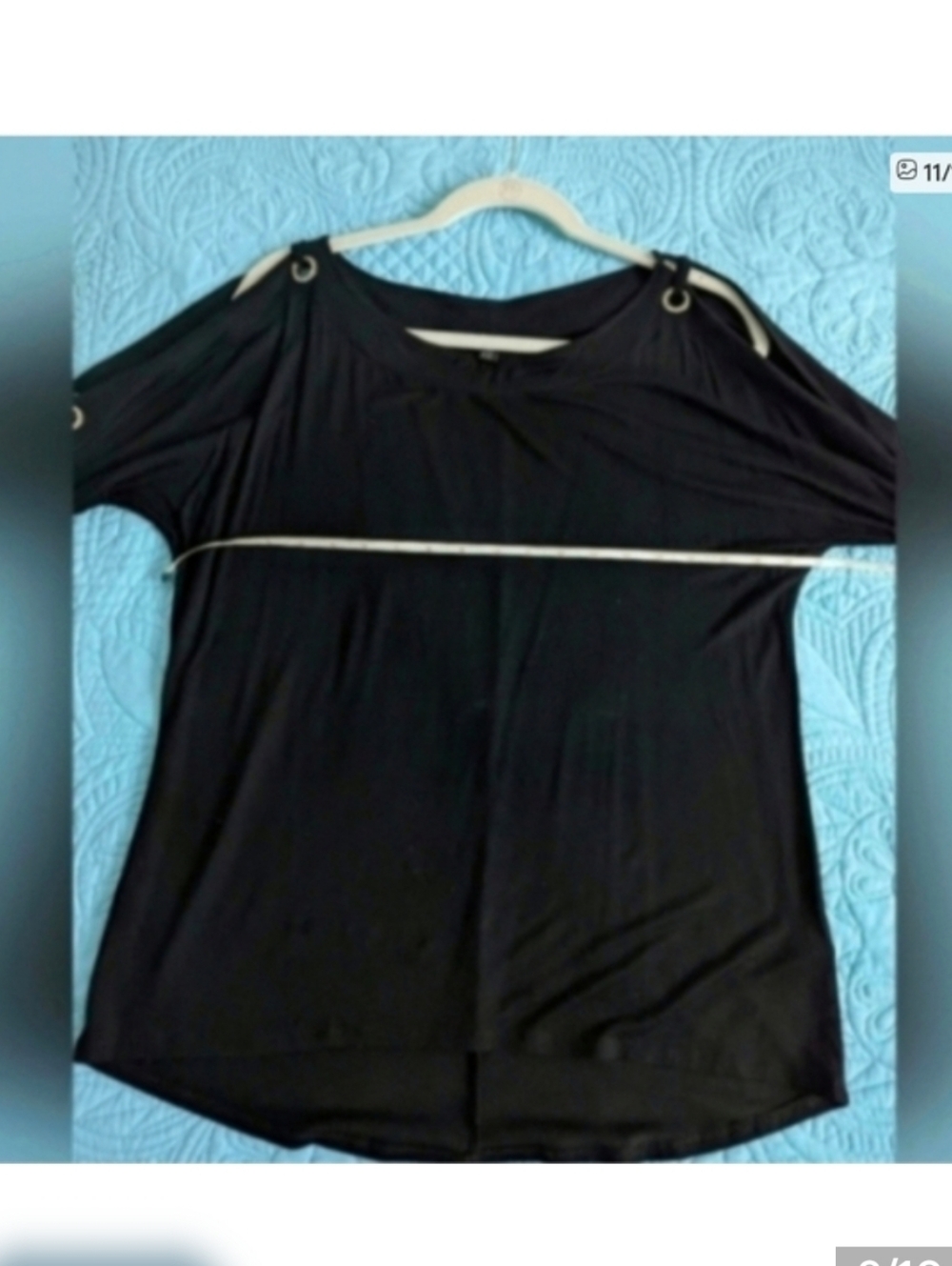 Black Rhinestone Knit Top Rhinestone Crystal Grommets Dressy Medium - Picture 9 of 11